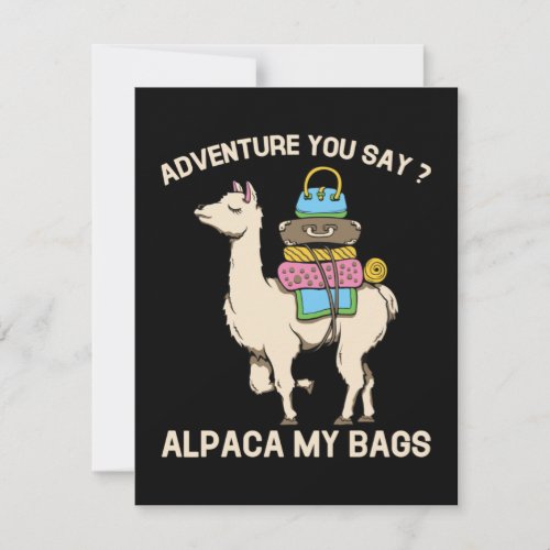 Adventure You Say Alpaca My Bags Funny Llama RSVP Card