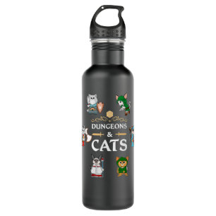 Adventurer Cats RPG D20 Dice RPG Fantasy Roleplayi Stainless Steel Water Bottle