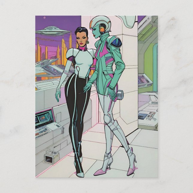 Adventures at a 25th Century Shopping Mall Postcard (Front)