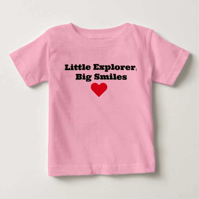 Adventures Await: Baby Boy's 'Little Explorer' Baby T-Shirt (Front)