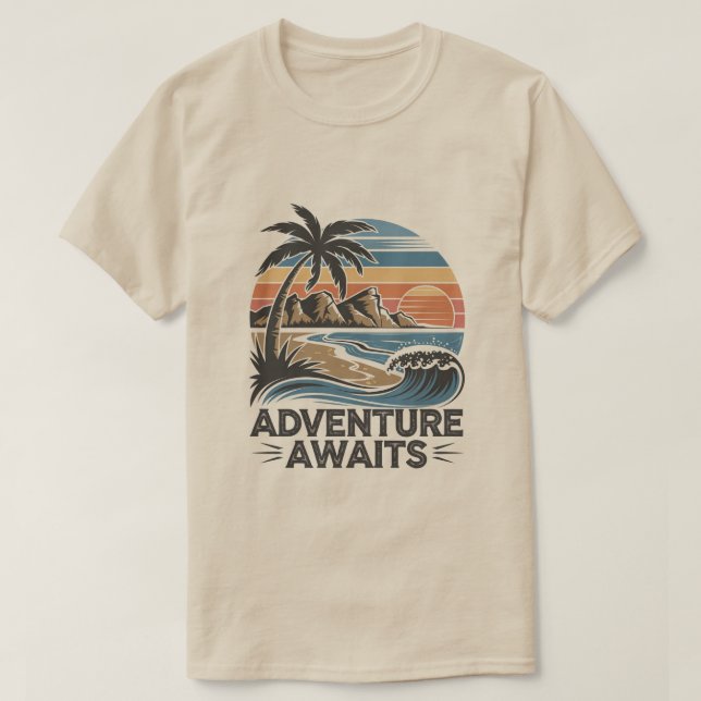 Adventures Await: Bold Exploration T-Shirt Design (Design Front)
