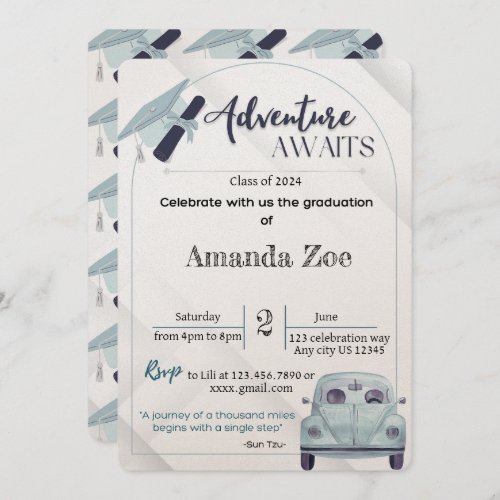 adventures awaits grad invitationannouncement invitation