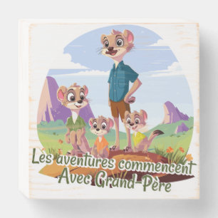Adventures begin with Grandpa Wooden Box Sign