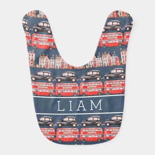 Adventures In London Town Personalized  Baby Bib