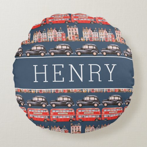 Adventures In London Town Personalized  Round Pillow