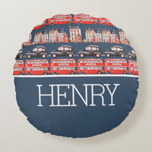 Adventures In London Town Personalized  Round Pillow
