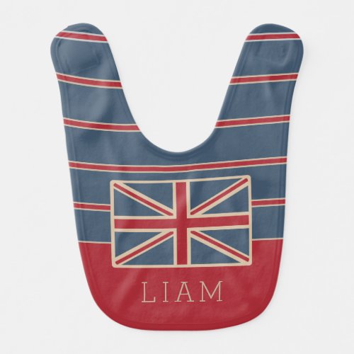 Adventures In London Town Personalized UK Flag Baby Bib