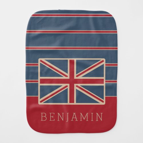 Adventures In London Town Personalized UK Flag Baby Burp Cloth