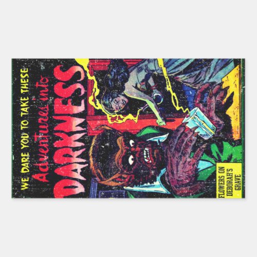 Adventures into Darkness 9 Gold Age Horror Cover Rectangular Sticker