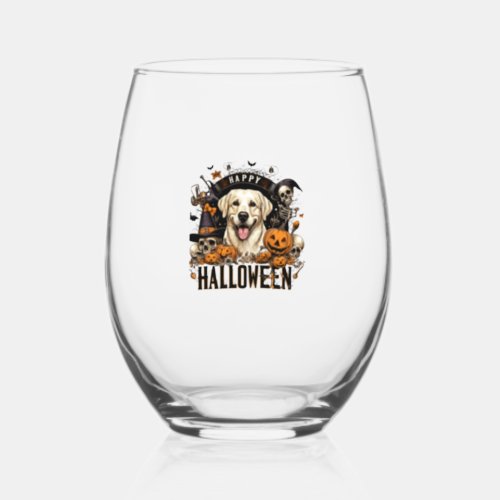 Adventures of the Candy Bucket Dogs and Treats on  Stemless Wine Glass