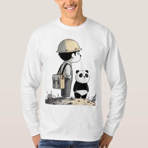 Adventures of the Young Engineer and His Panda T_Shirt