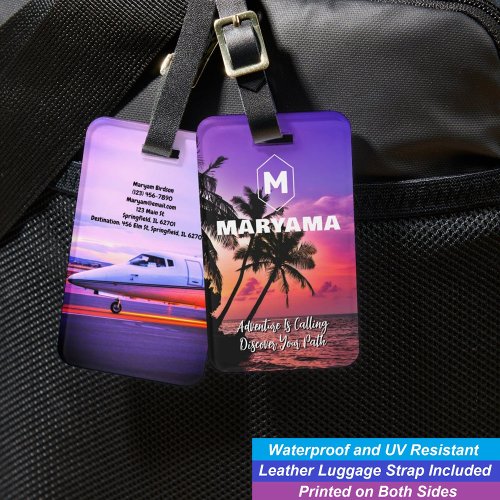 Adventures on Hawaii's Blue Ocean | Name Initial Luggage Tag