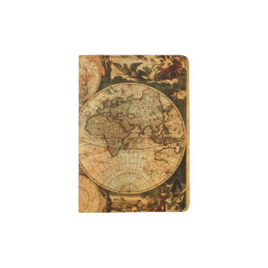 Adventures Vintage World Map Passport Holder