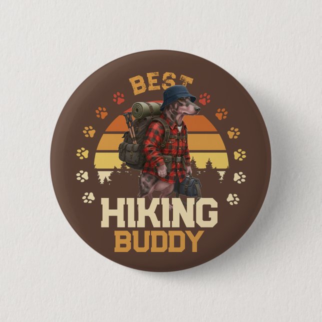 Adventurous American Hairless Terrier Hiker  Button (Front)