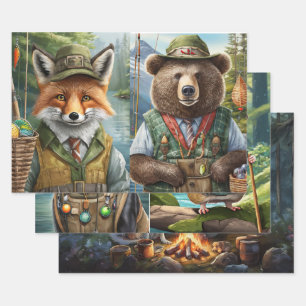 Adventurous Animal Friends, Outdoorsmen Wrapping Paper Sheets
