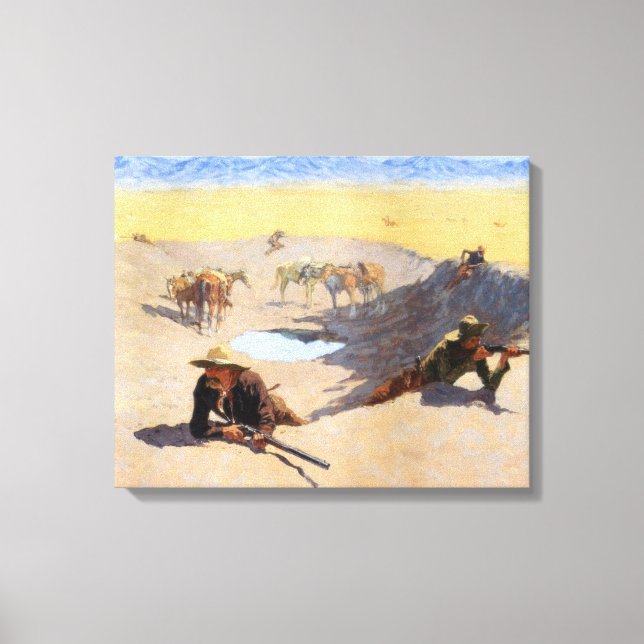Adventurous Cowboys Fight for the Water Hole Canvas Print (Front)