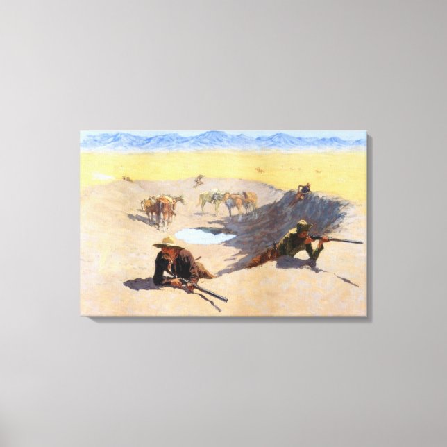 Adventurous Cowboys Fight for the Water Hole Canvas Print (Front)