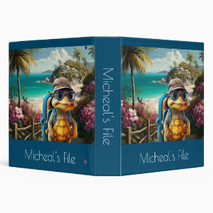 Adventurous Cute Little Turtle with Backpack, 3 Ring Binder