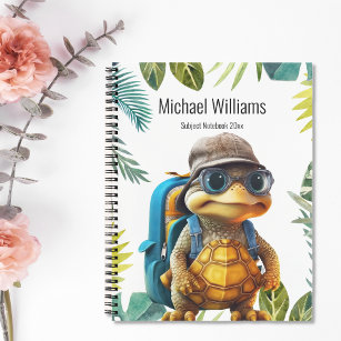 Adventurous Cute Little Turtle with Backpack, Note Notebook