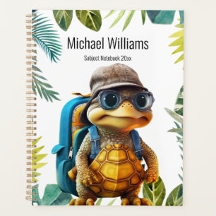 Adventurous Cute Little Turtle with Backpack, Note Planner
