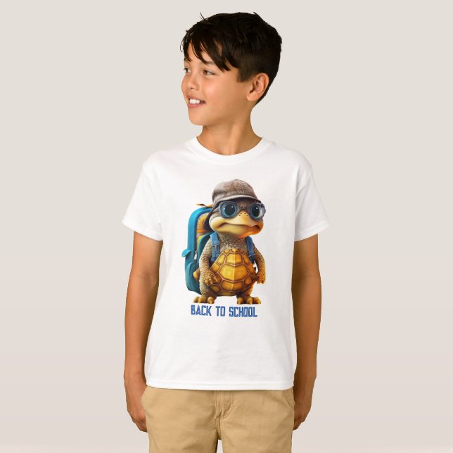 Adventurous Cute Little Turtle with Backpack,  T-Shirt (Front Full)