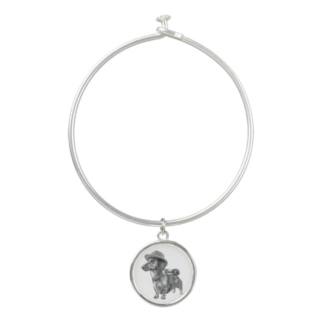 Adventurous dachshund bangle bracelet (Front)