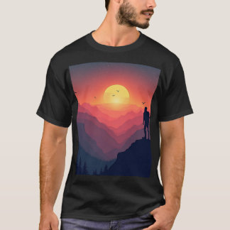 Adventurous Hiker Silhouette at Sunset T-Shirt