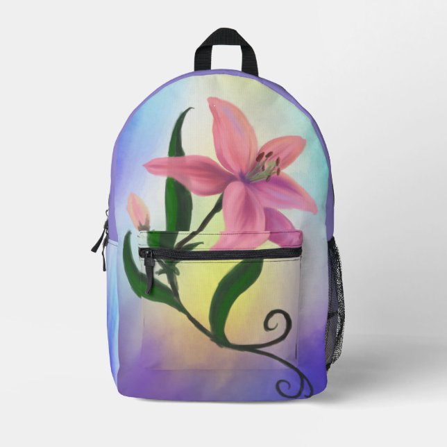 Adventurous Lily Printed Backpack (Front)
