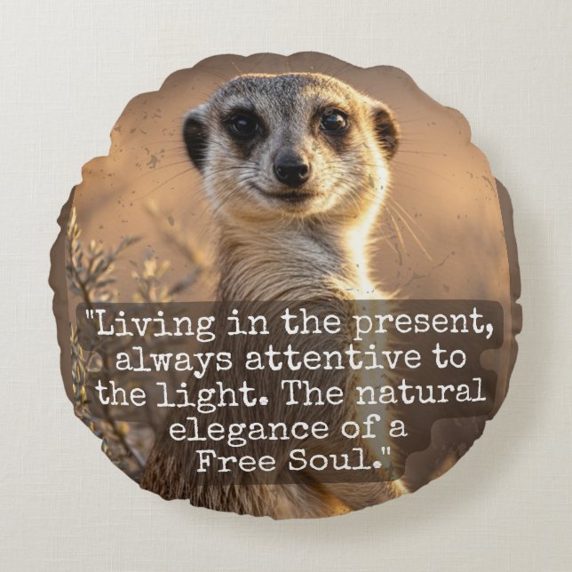 Adventurous Meerkat Living Round Pillow (Front)