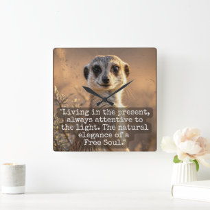 Adventurous Meerkat Living Square Wall Clock