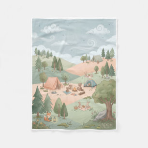 Adventurous Nature Camping Site In Green Forest Fl Fleece Blanket