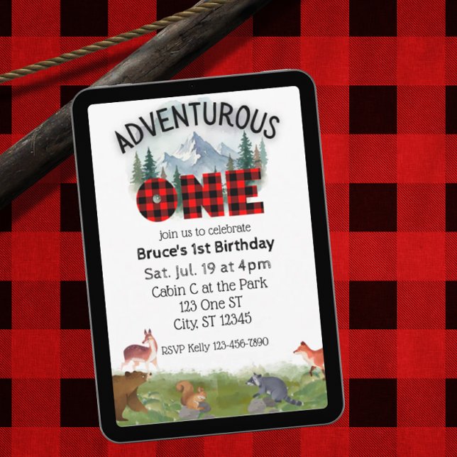 Adventurous One, Woodland Animal 1st Birthday Invitation (Creator Uploaded)