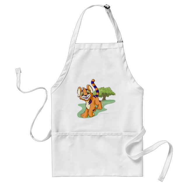 Adventurous orange Kougra on Mystery Island Adult Apron (Front)