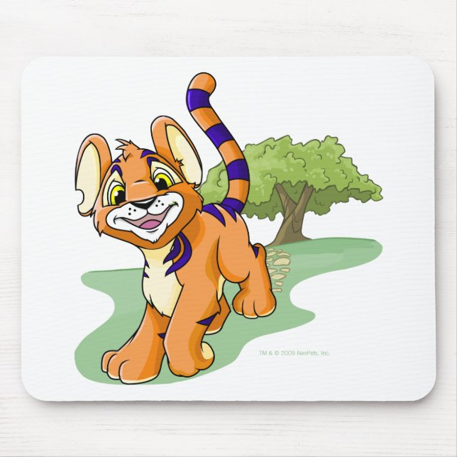 Adventurous orange Kougra on Mystery Island Mouse Pad (Front)