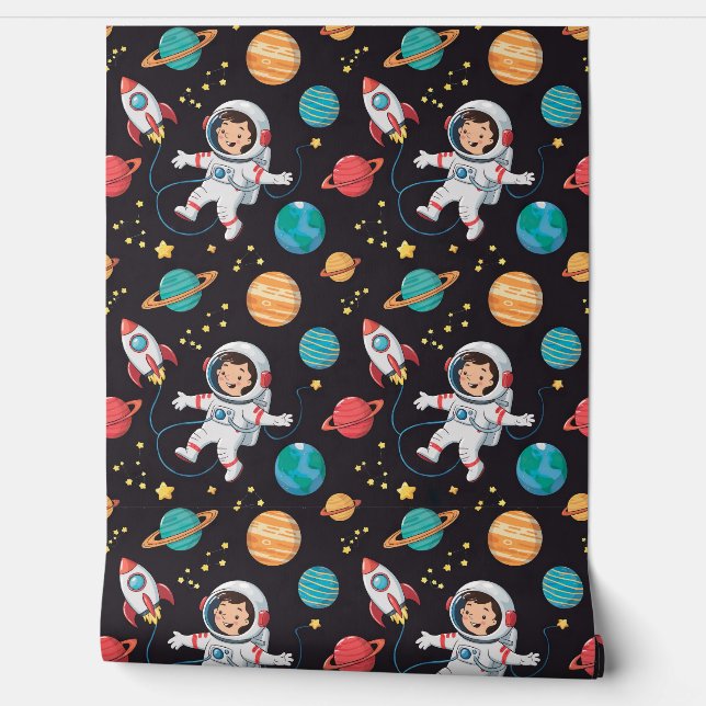 Adventurous Space Explorer Kids Wallpaper (Unrolling)