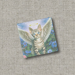 Adventurous Tabby Kitten Angel Wings Halo Stone Magnet