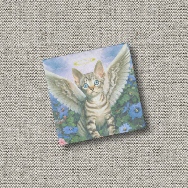 Adventurous Tabby Kitten Angel Wings Halo Stone Magnet (Creator Uploaded)