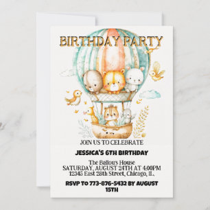 Adventurous Wild Animals Birthday Party Invitation