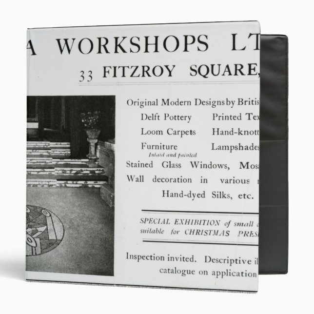 Adverisement for the Omega Workshops Ltd 3 Ring Binder (Front/Inside)