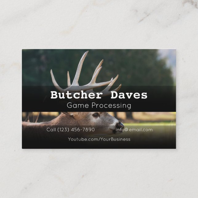 Advertise Game Deer Animal Processing Company Busi Business Card (Back)