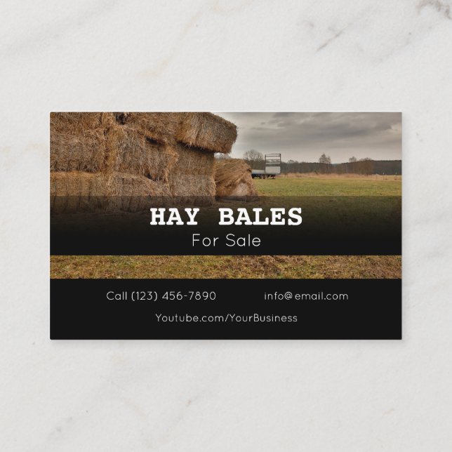 Advertise Hay Bales For Sale Company Business Card (Back)