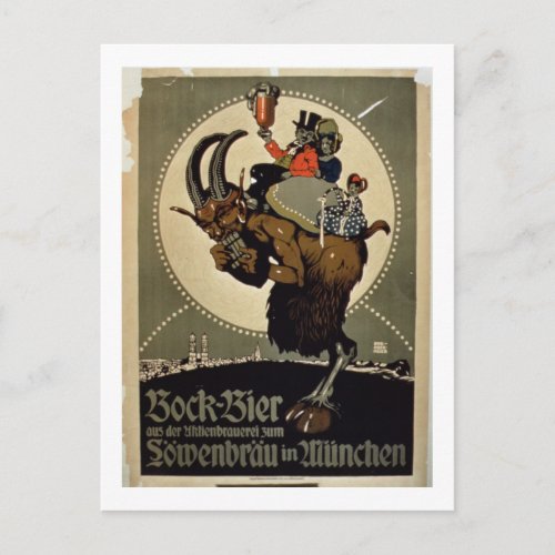 Advertisement for Bock Beer from Lowenbrau Brewer Postcard