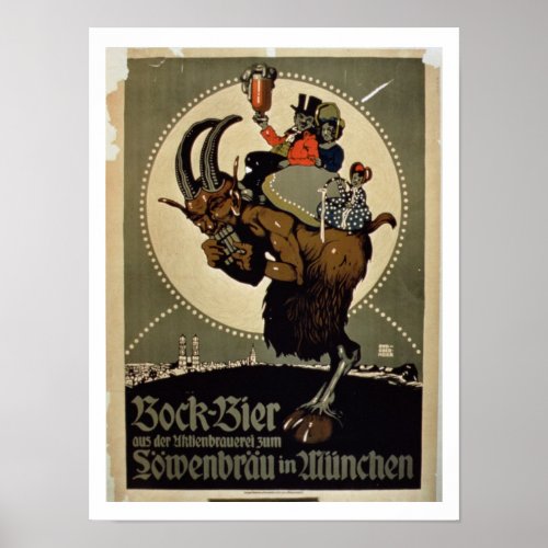 Advertisement for Bock Beer from Lowenbrau Brewer Poster