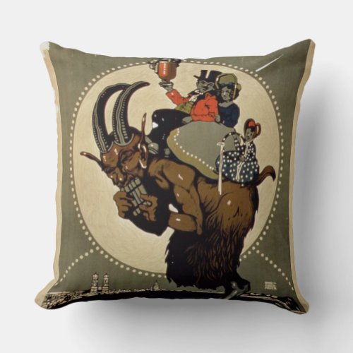 Advertisement for Bock Beer from Lowenbrau Brewer Throw Pillow