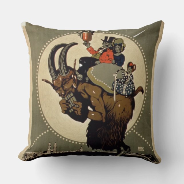 Advertisement for 'Bock Beer from Lowenbrau Brewer Throw Pillow (Front)