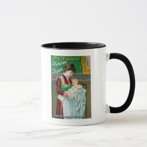 Advertisement for Mrs Winslows Soothing Syrup Mug