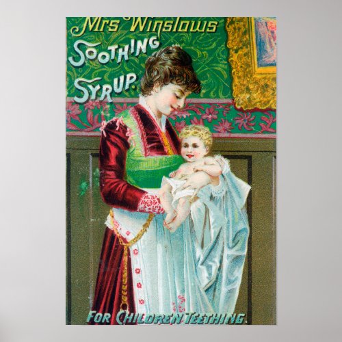 Advertisement for Mrs Winslows Soothing Syrup Poster