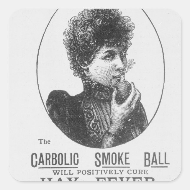 Advertisement for the Carbolic Smoke Ball Square Sticker (Front)