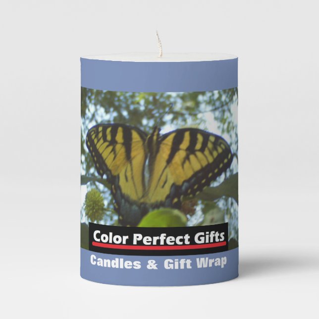 Advertisement Yellow Monarch Pillar Candle (Front)