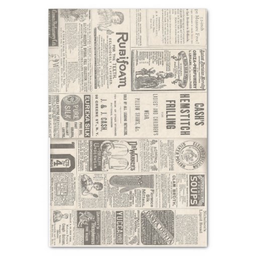 Advertisements from 1889 Newspaper Tissue Paper Zazzle
